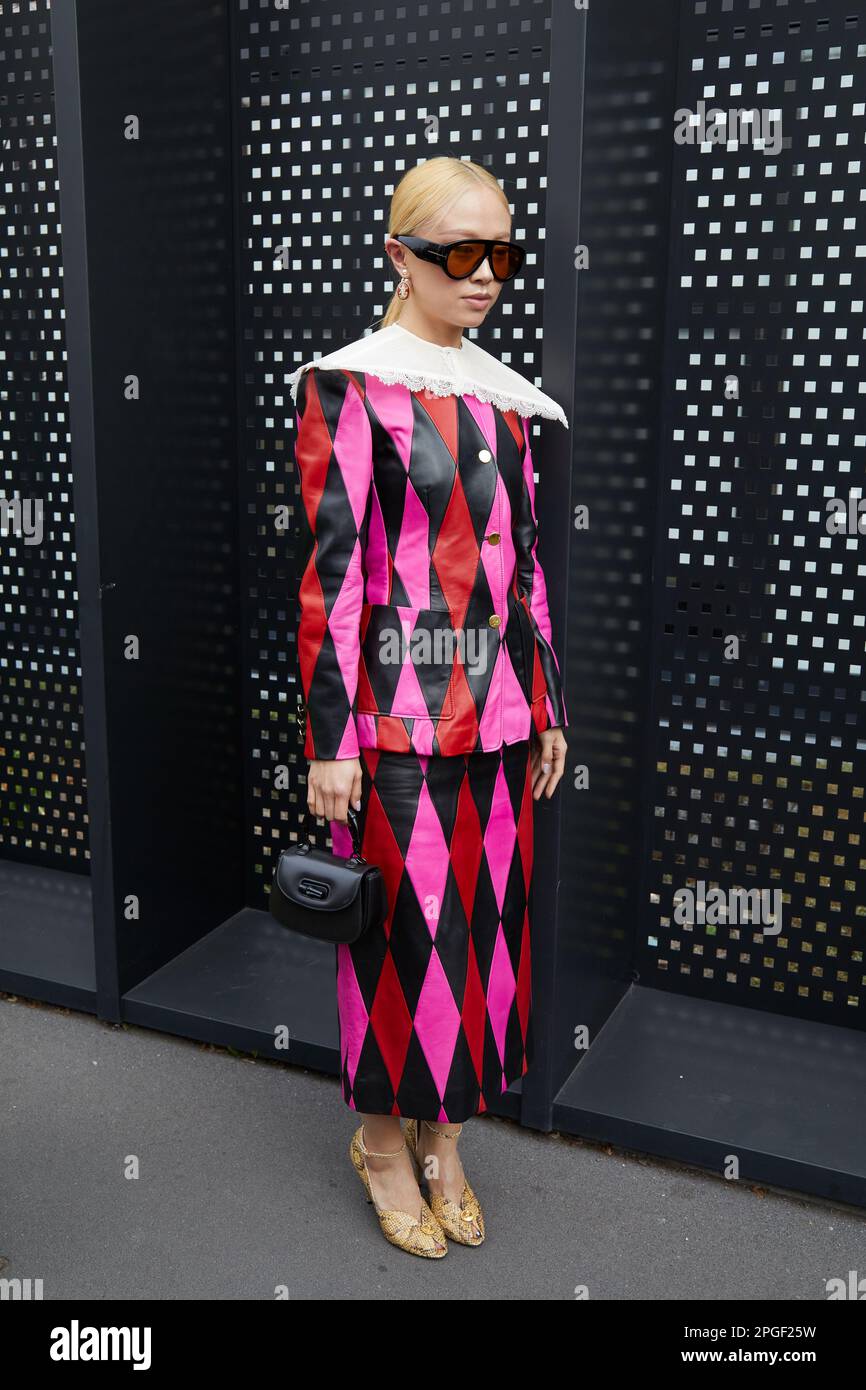 MILAN, ITALY - FEBRUARY 24, 2023: Niki Wu Jie before Gucci fashion show