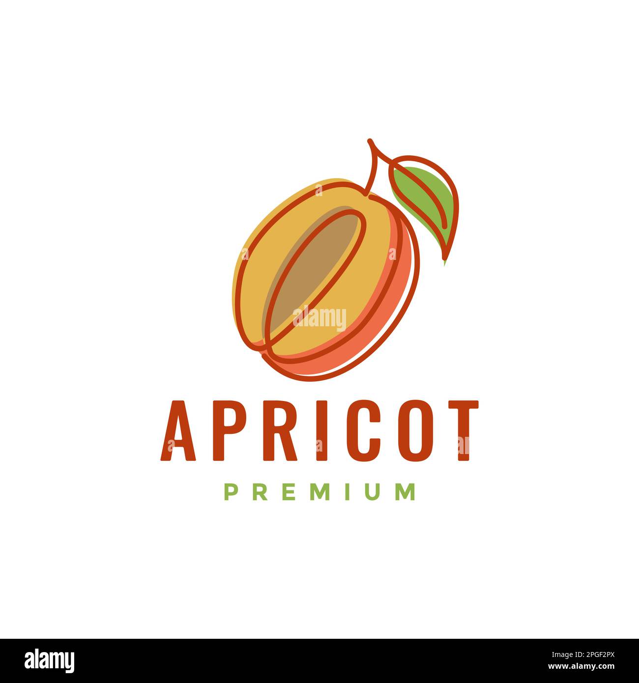 fresh fruit apricot line art colorful abstract logo design vector Stock ...