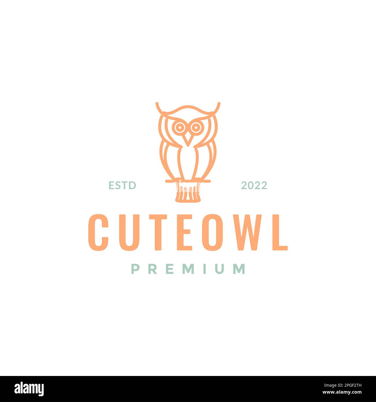 little owl owlet perched branch tree line modern minimal logo design ...