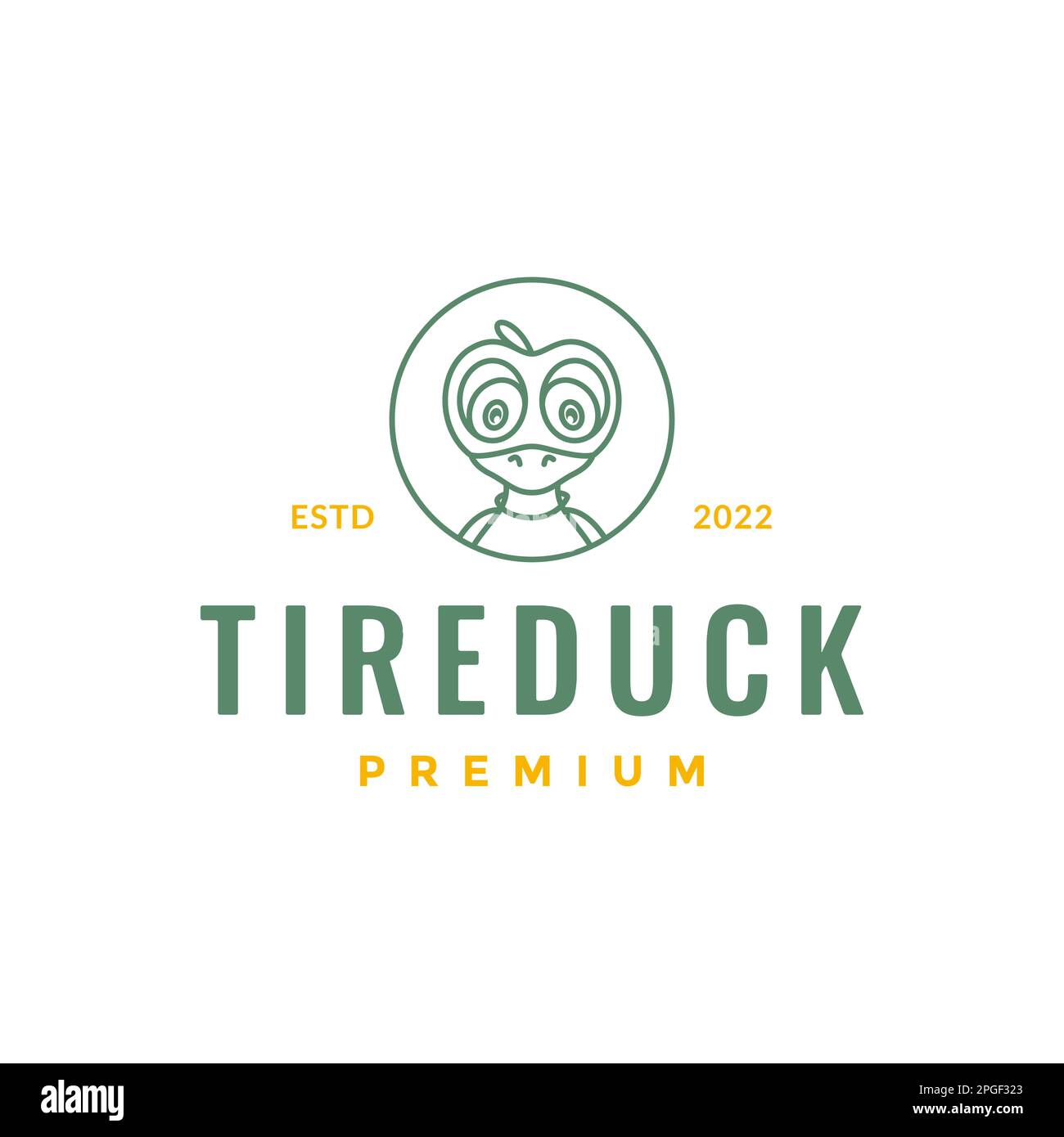 animal poultry duck tired lazy mascot cartoon minimal logo design vector Stock Vector