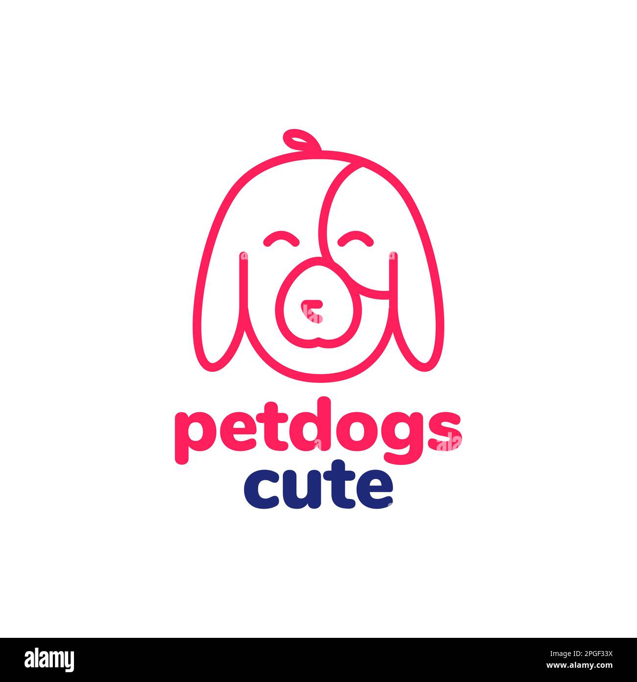 animal pets dog canine puppy face head whistle mascot cute line logo