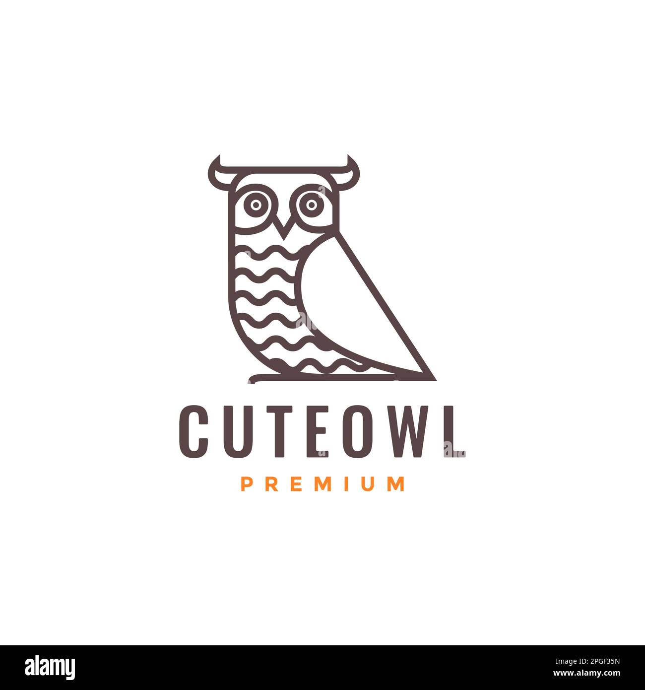horned owl perched geometric minimal modern logo design vector Stock
