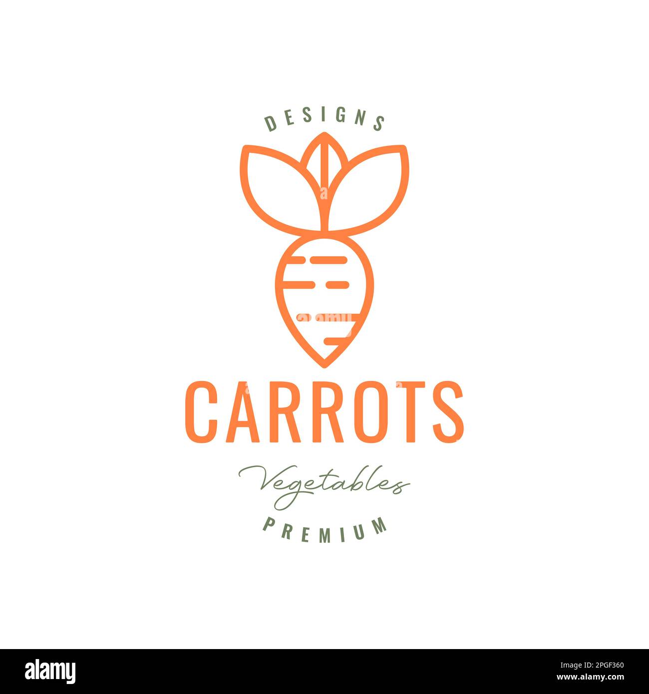 fresh vegetable carrot geometric minimal line circle logo design vector Stock Vector