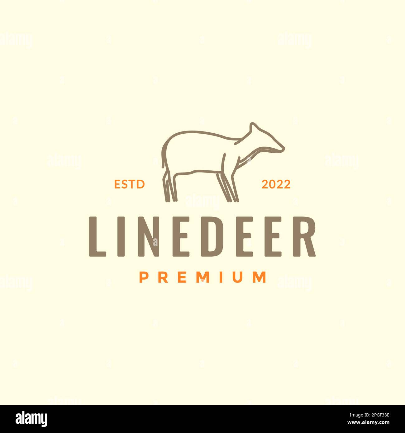 animal forest herbivore deer line minimal hipster logo design vector