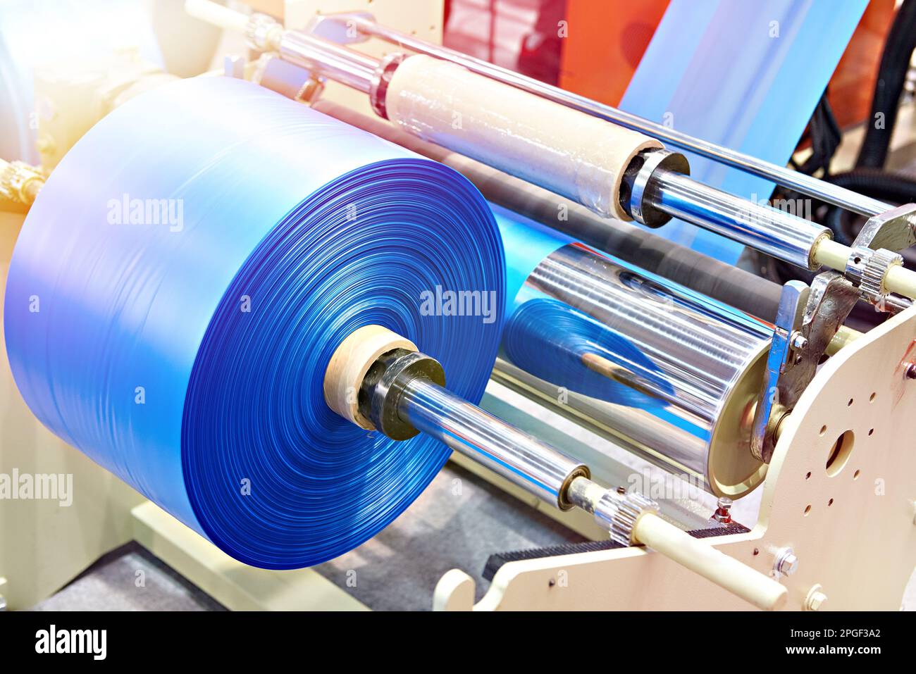 Machine for the production of plastic bags Stock Photo Alamy