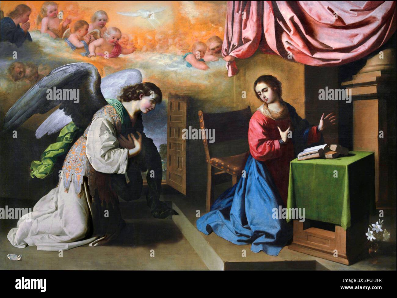 The Annunciation by the Spanish artist, Francisco de Zurbarán (1598-1664), oil on canvas, c. 1650 Stock Photo