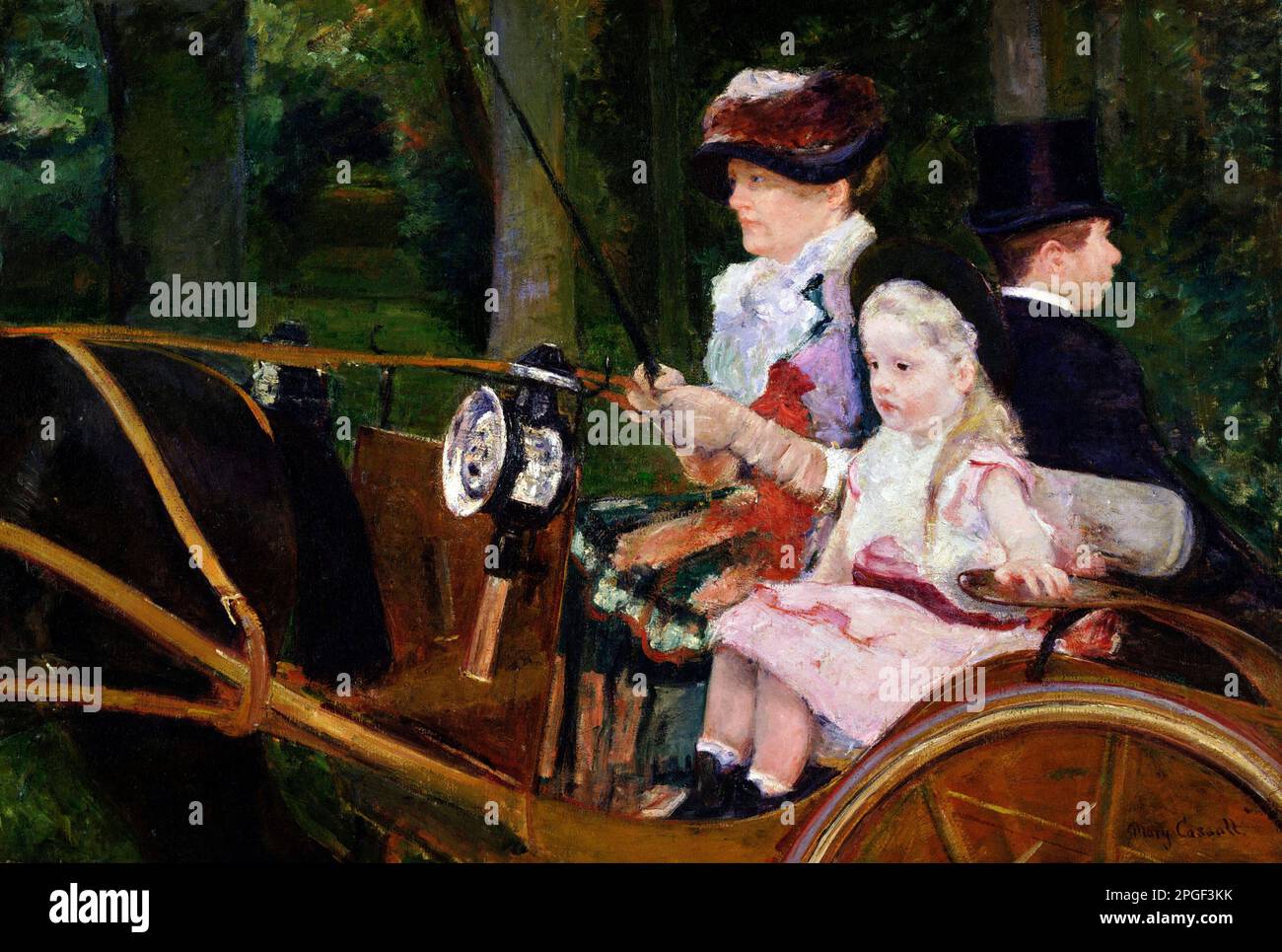 A Woman and a Girl Driving by Mary Cassatt (1844-1926), oil on canvas, 1881 Stock Photo