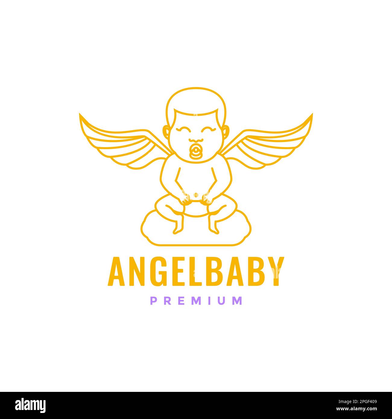 baby boy wings angel cute smile mascot minimal modern logo design vector Stock Vector