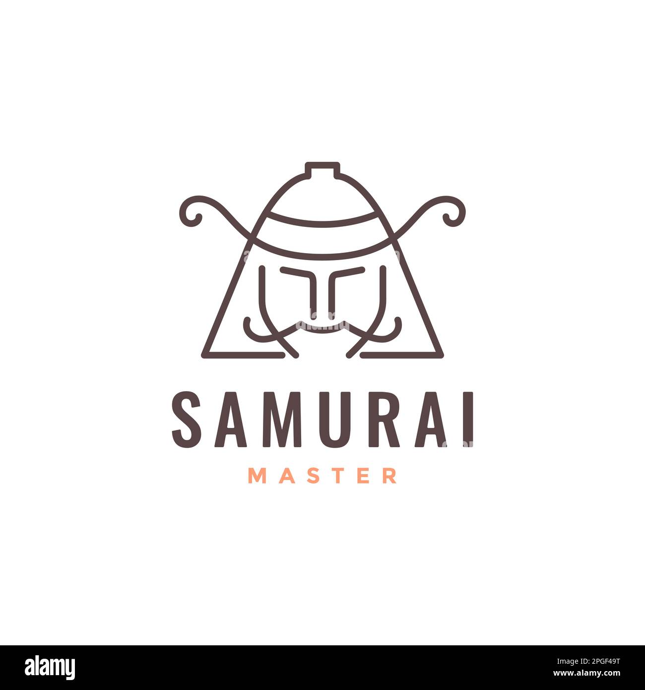 face samurai japanese culture strong mascot minimal line logo design