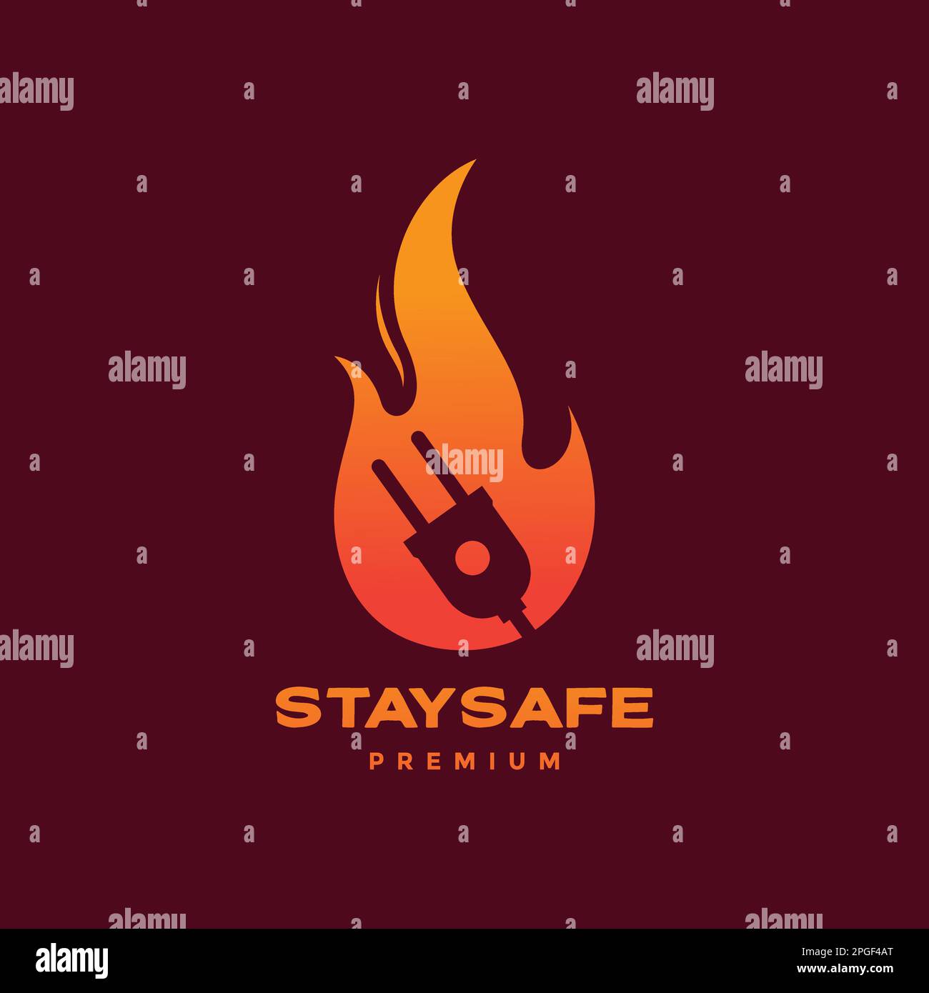 plug electricity stay safe fire flame danger colorful logo design