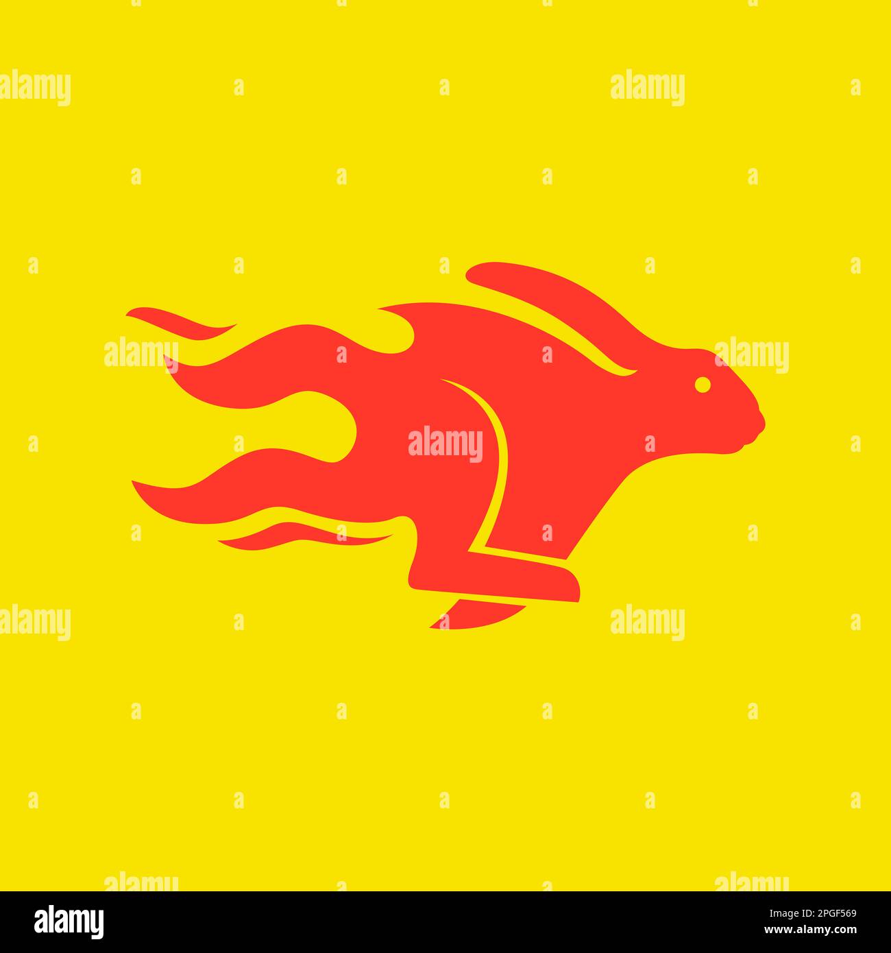 animal pets rabbit hare bunny running fast fire flame modern colorful