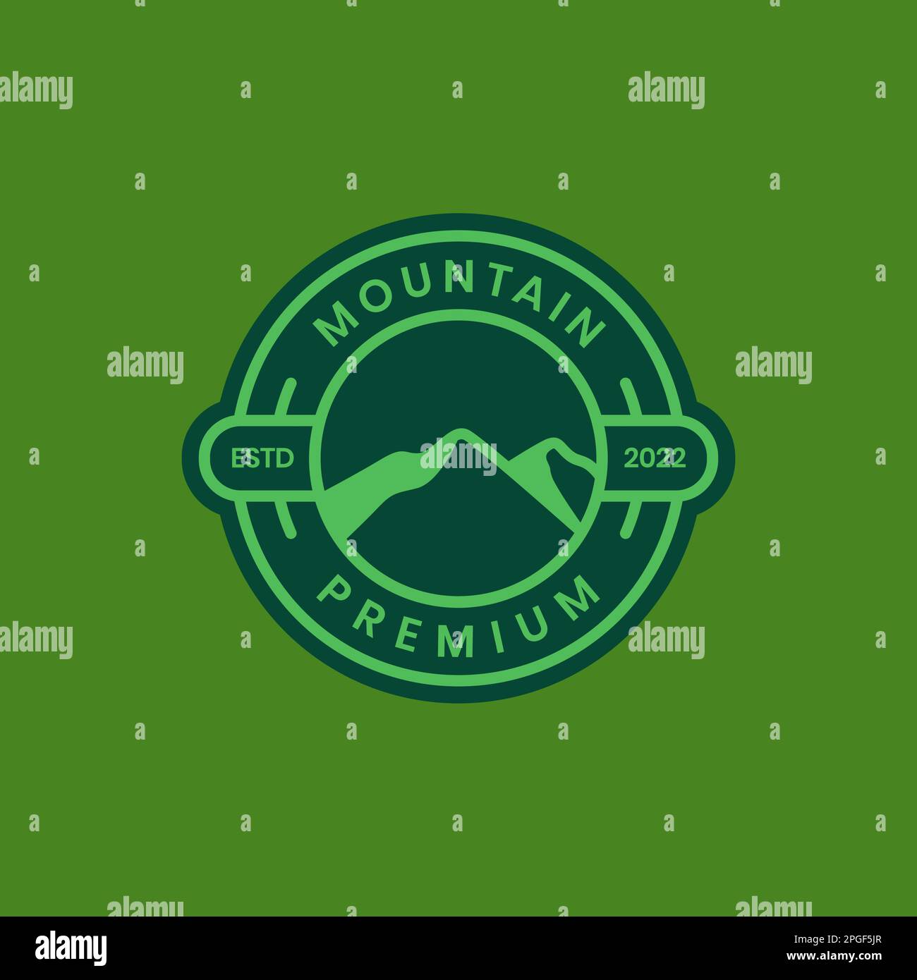 mountain peak hill hill outdoor hiking adventure circle badge modern logo design vector Stock Vector