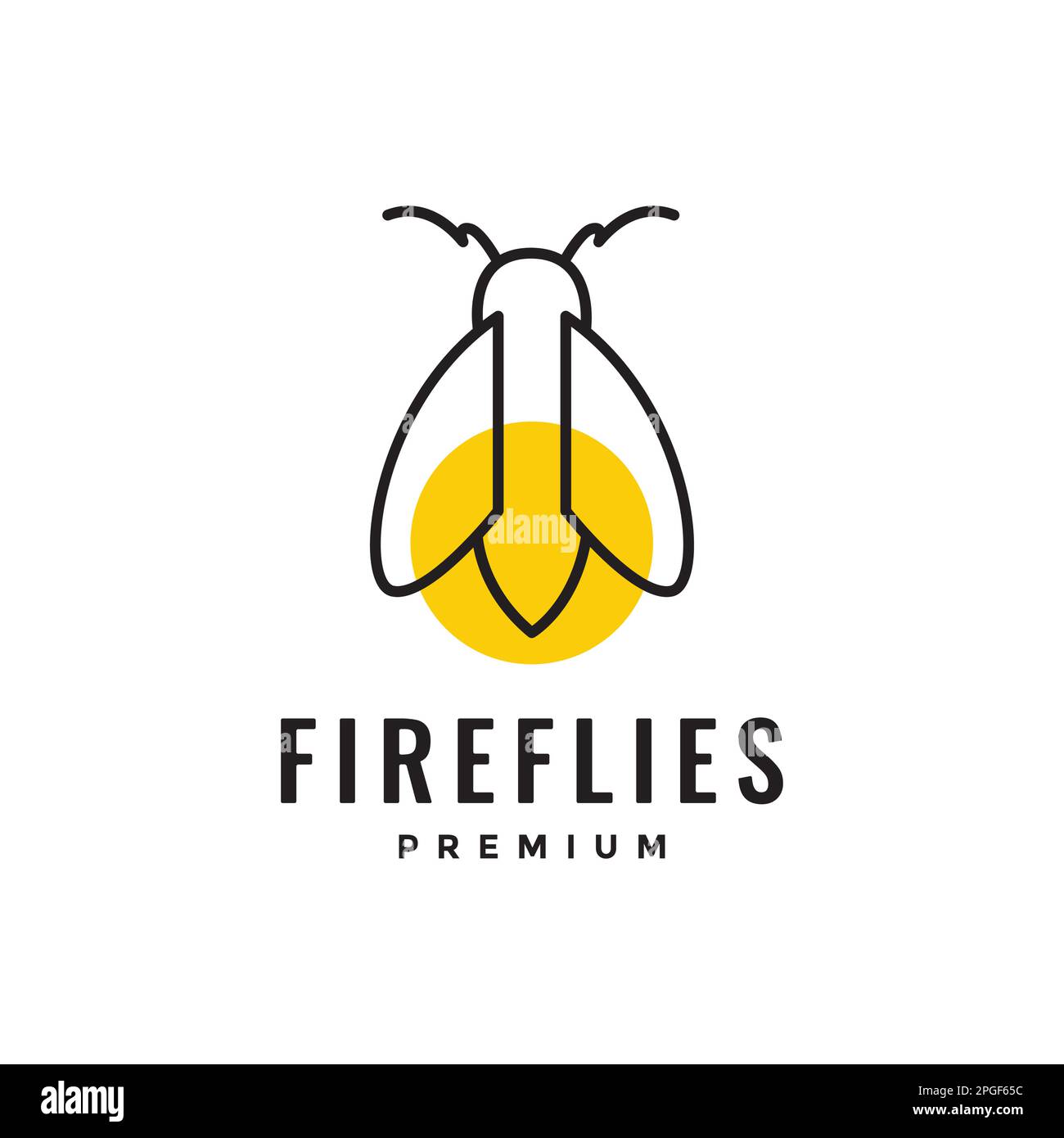 animal insect fireflies shine light geometric line art modern logo