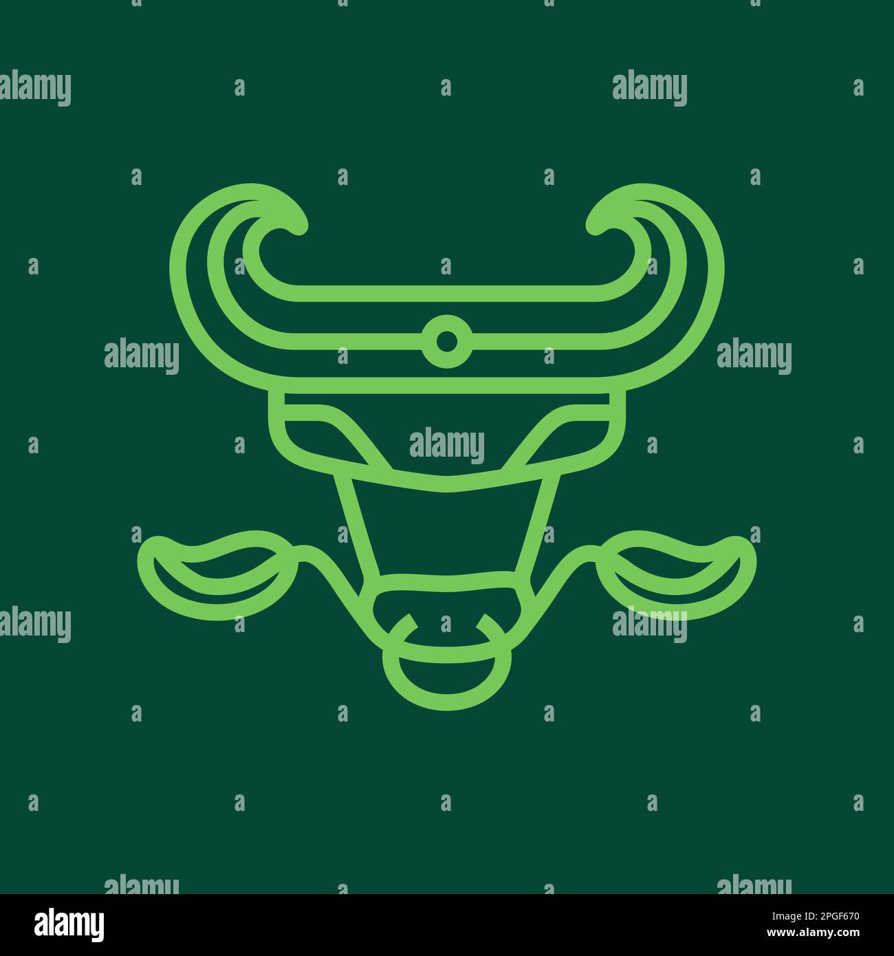 head animal horned cow nature leaves cattle livestock minimal logo design vector Stock Vector ...