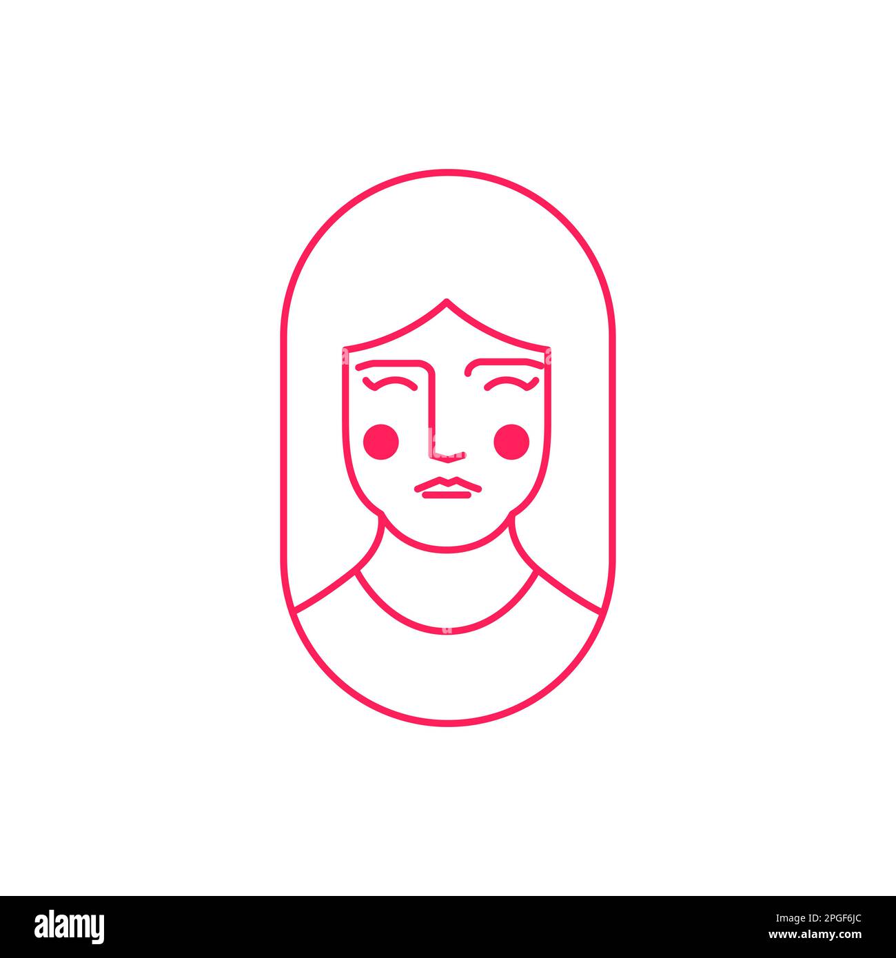 beauty face asian girl long hair culture line art oval rounded minimal logo design vector Stock Vector