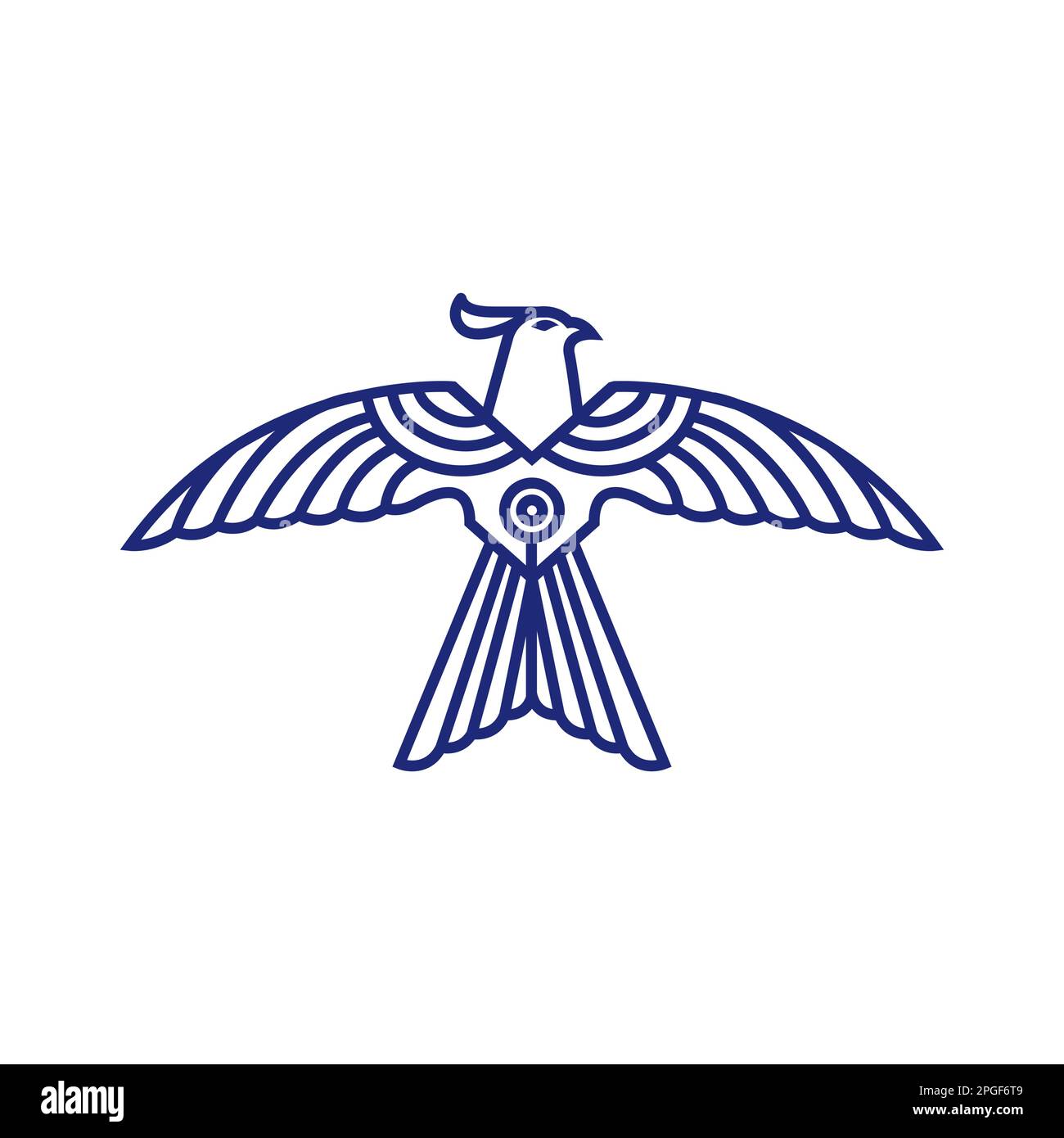 flying bird freedom horned eagle technology modern geometric line art ...