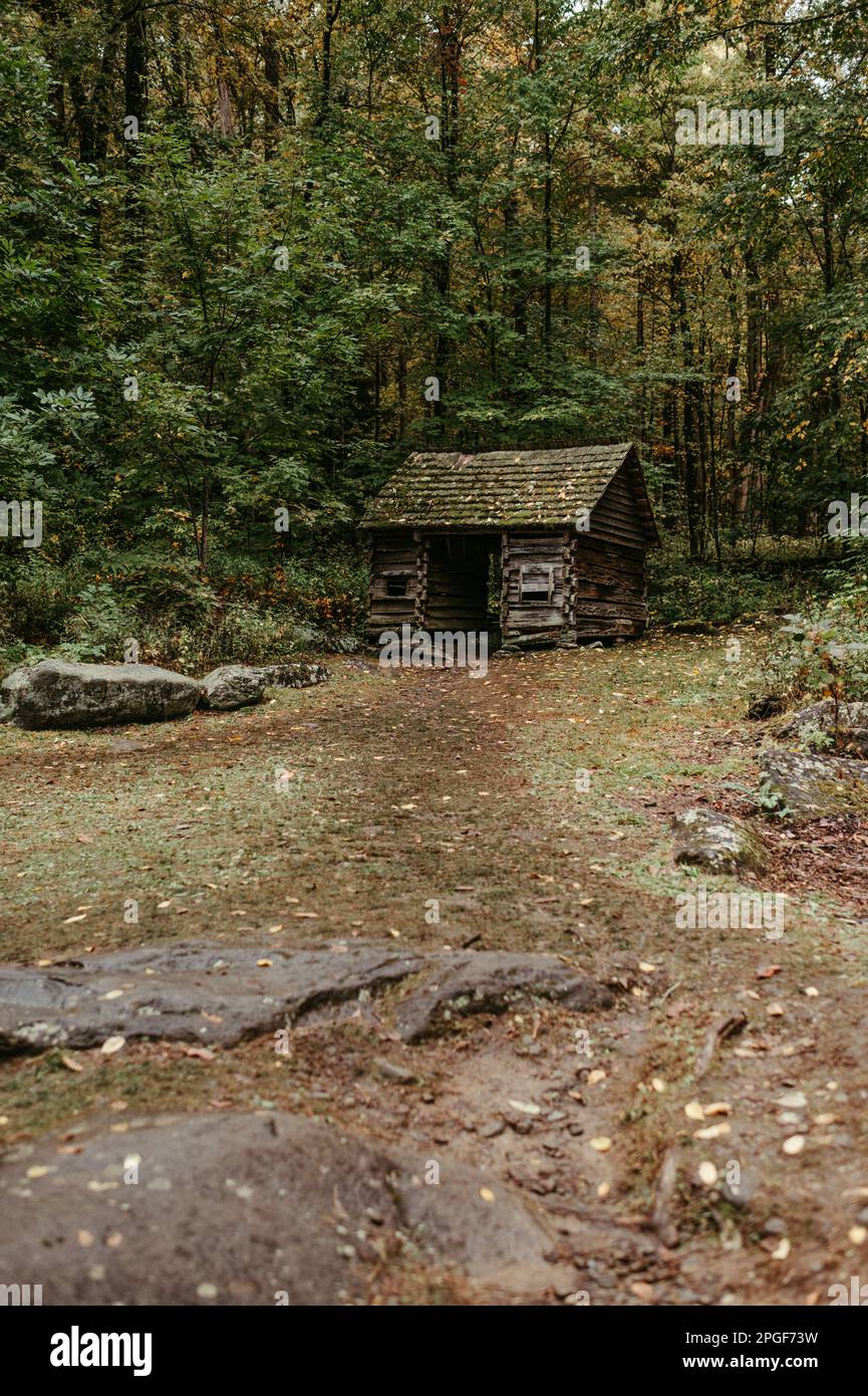 Cabin in Great Smoky Mountain National Park Stock Photo