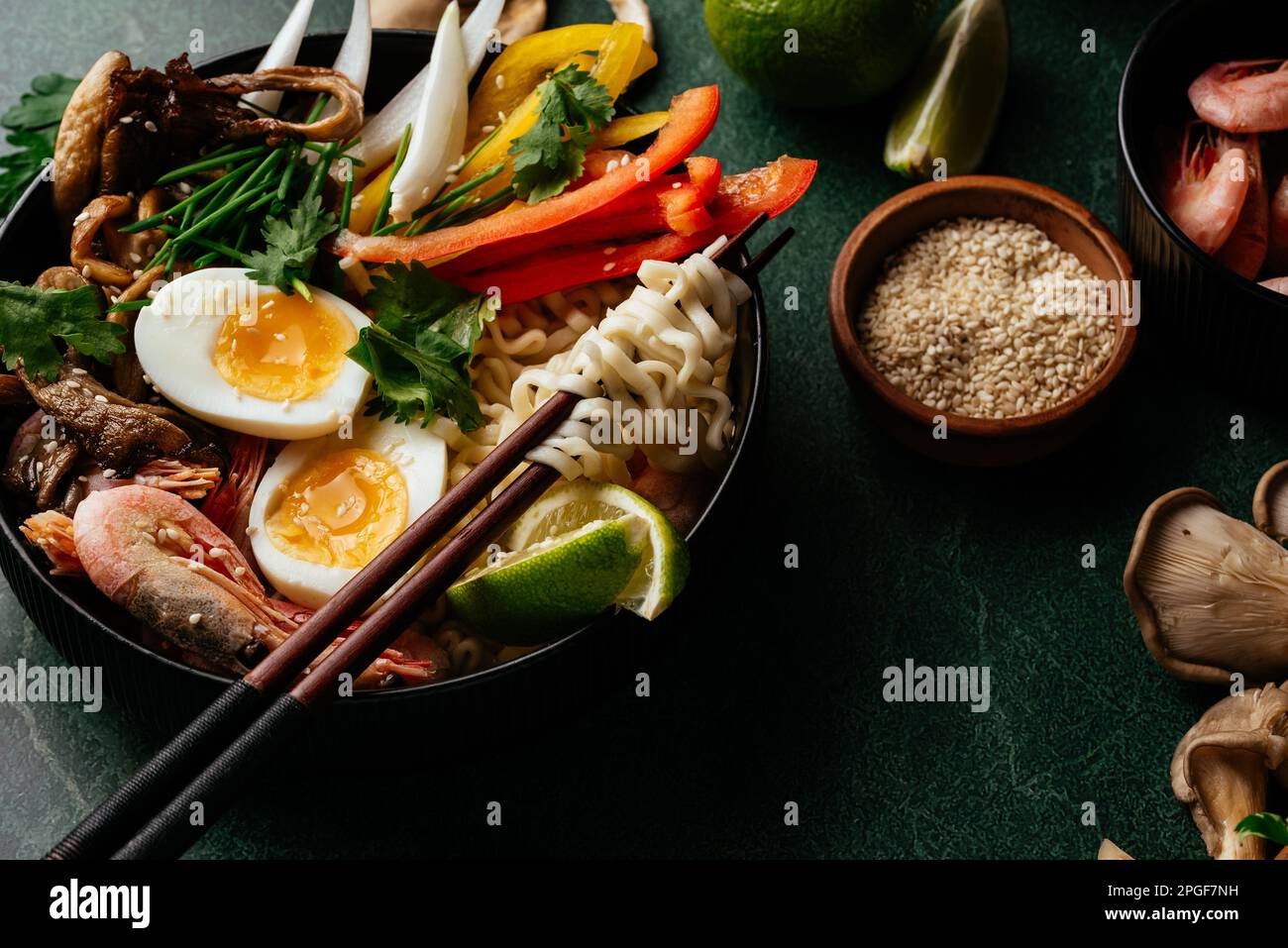 asian noodles with vegetables and shrimp Stock Photo - Alamy