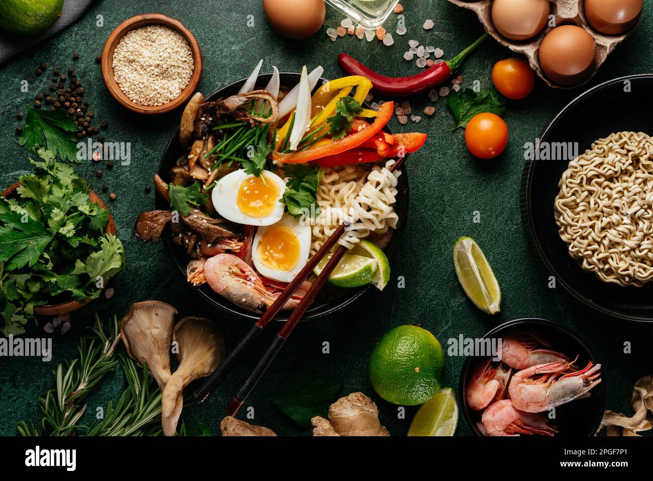 asian noodles with vegetables and shrimp Stock Photo - Alamy