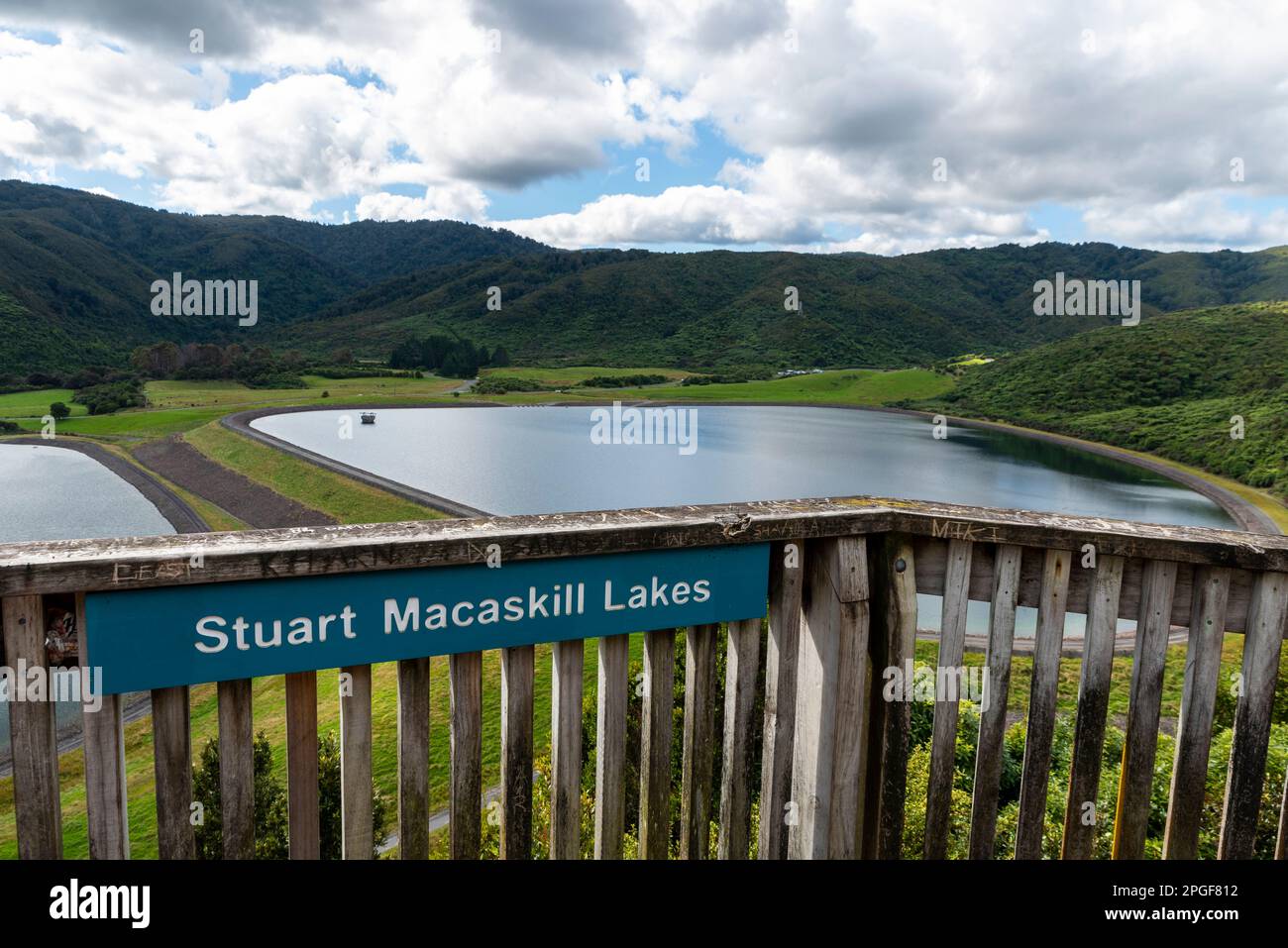 Stuart Macaskill Lakes in Te Mārua, Upper Hutt, Wellington Region, New Zealand. Water supply Stock Photo