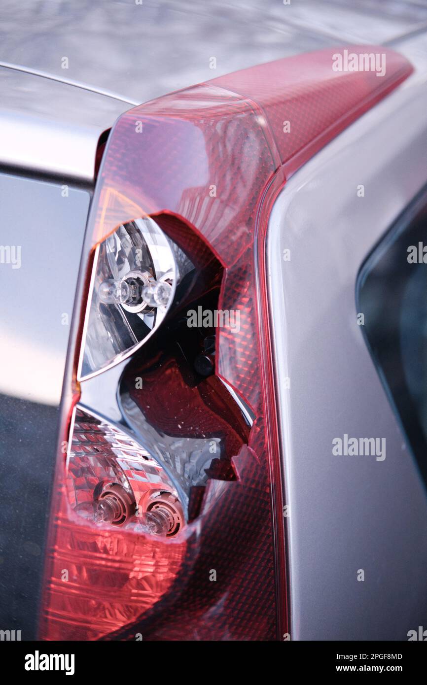 Broken car taillight after accident. Vehicle back light damage Stock Photo Alamy