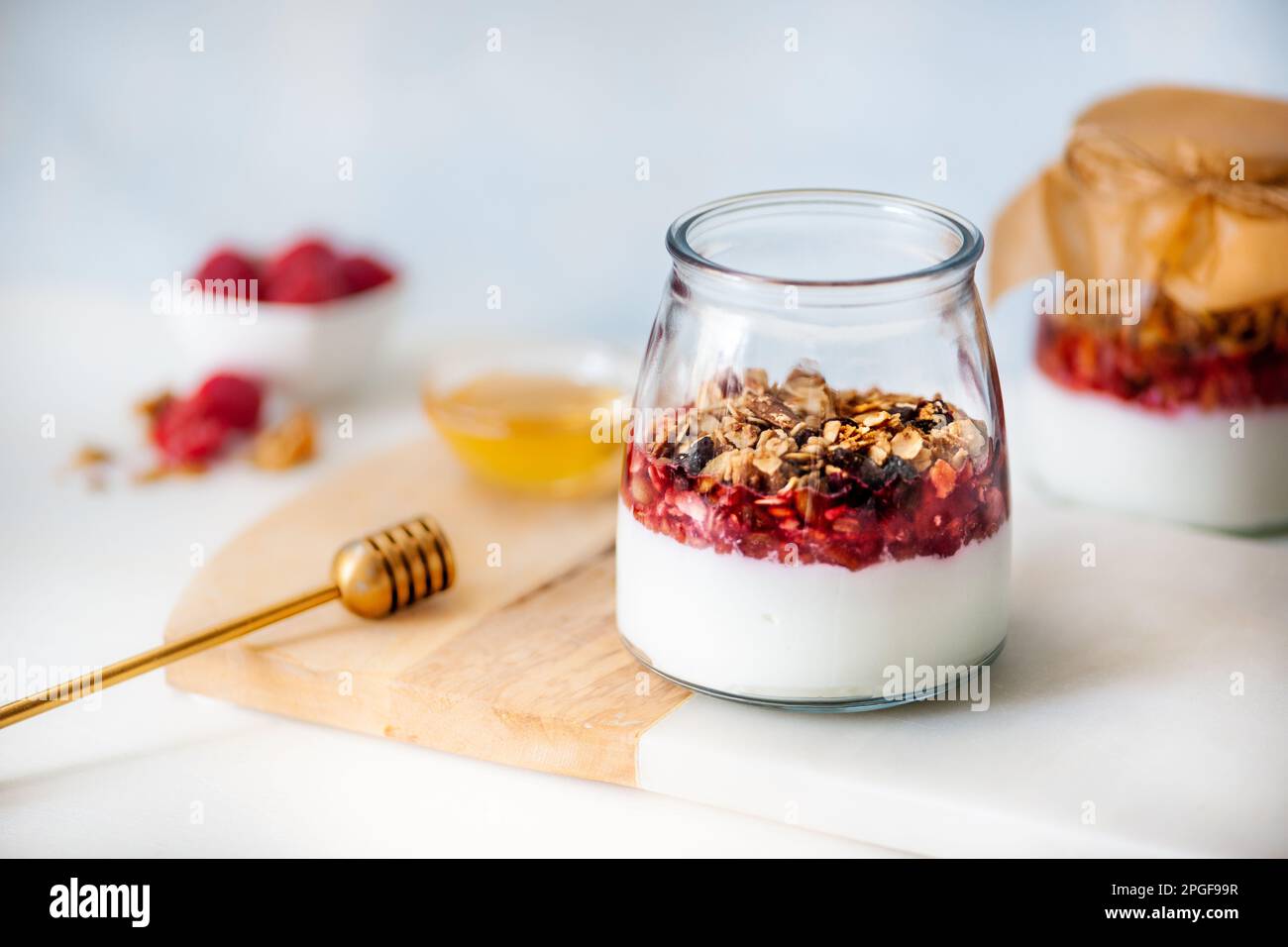 Healthy morning breakfast yogurt parfait Stock Photo Alamy
