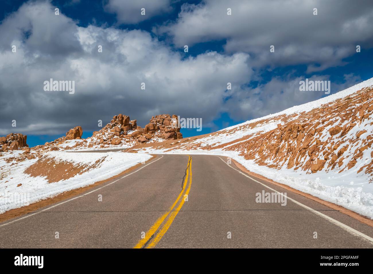 A long way down the road going to Colorado Springs, Colorado Stock ...