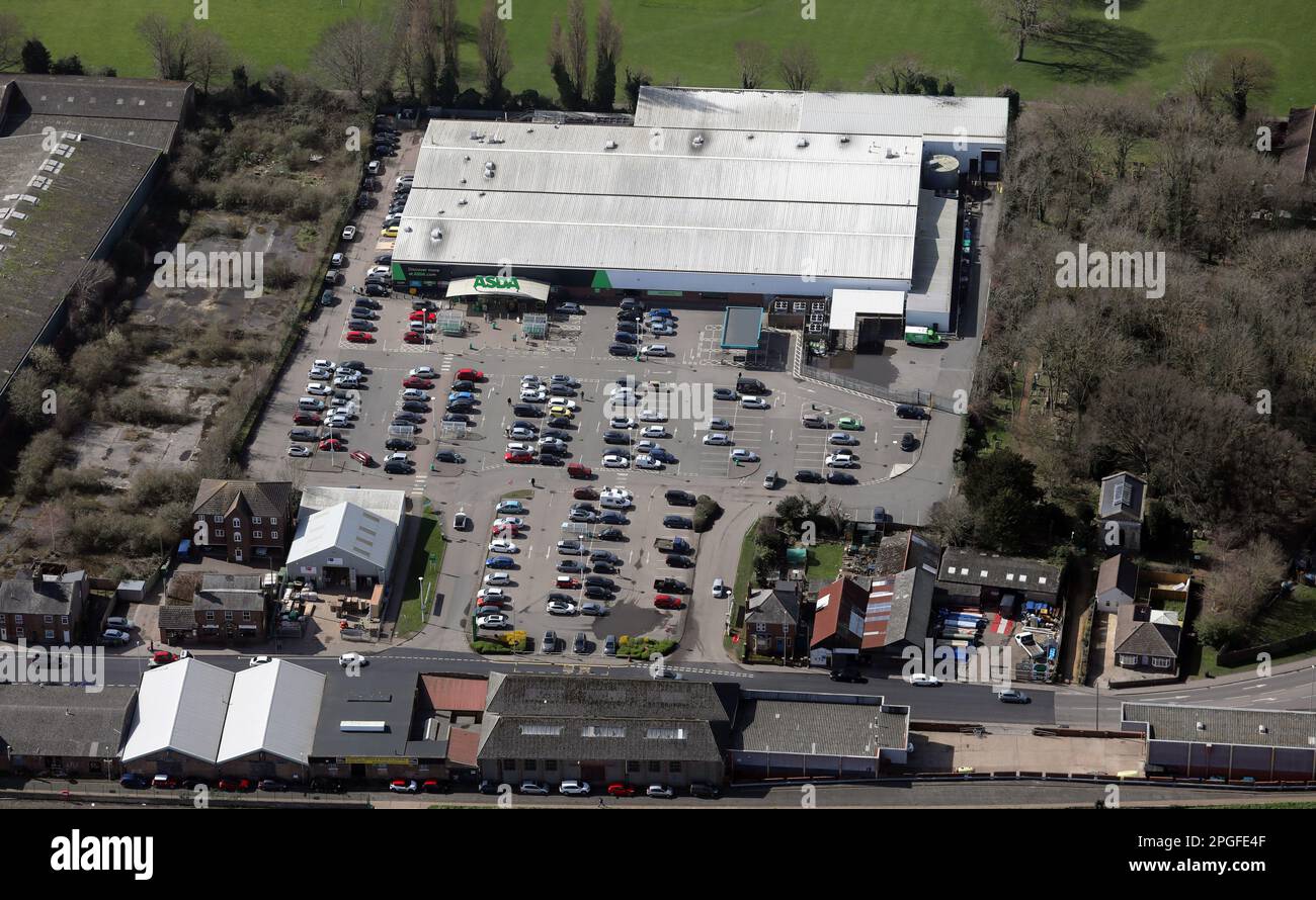 aerial view of the Asda Supermarket in Wisbech, Cambridgeshire Stock