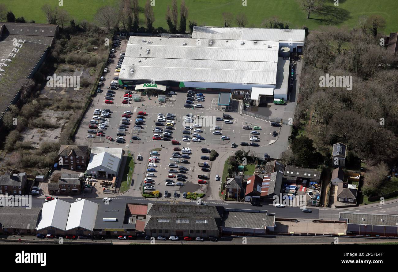 aerial view of the Asda Supermarket in Wisbech, Cambridgeshire Stock Photo