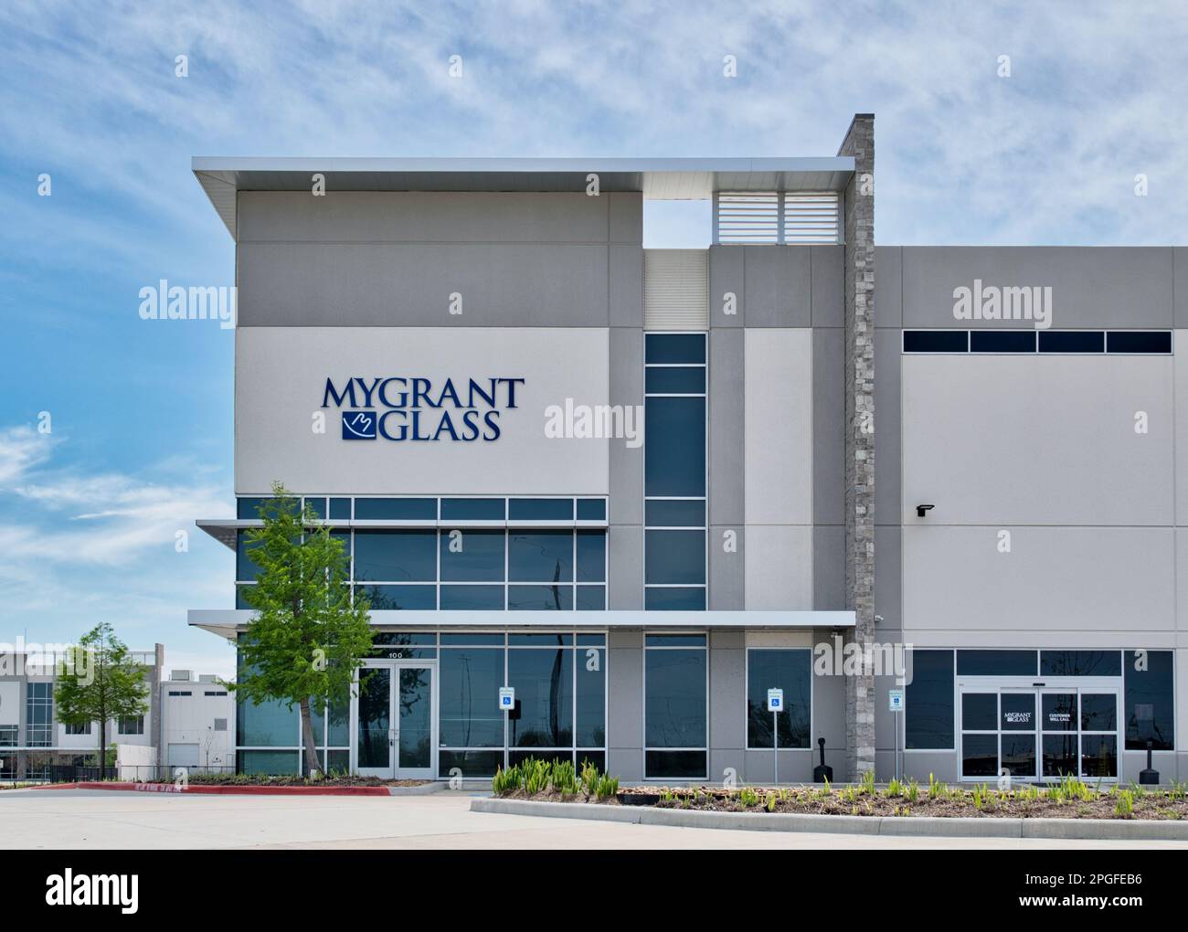 Houston, Texas USA 03-19-2023: MyGrant Glass office building exterior in Houston, TX. Wholesale distributor of automotive glass, USA company est. 1926 Stock Photo