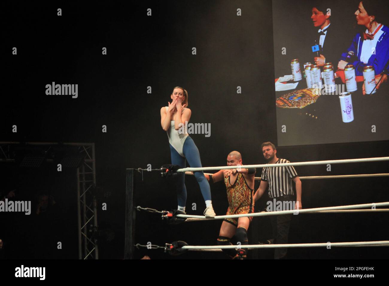 London, UK. Scene in Max and Ivan’s The Wrestling. Just For Laughs