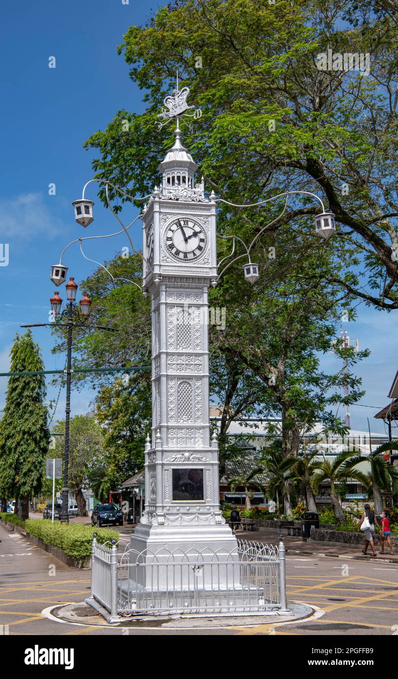 Clock Tower Victoria Mahe Seychelles Stock Photo
