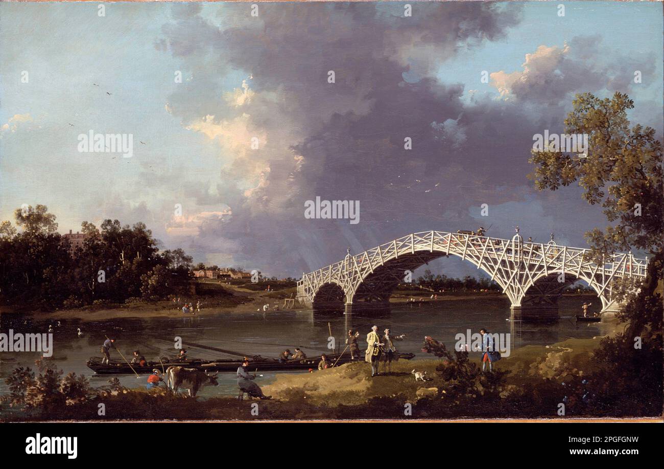 A View of Walton Bridge 1754 by Giovanni Antonio Canal Stock Photo Alamy