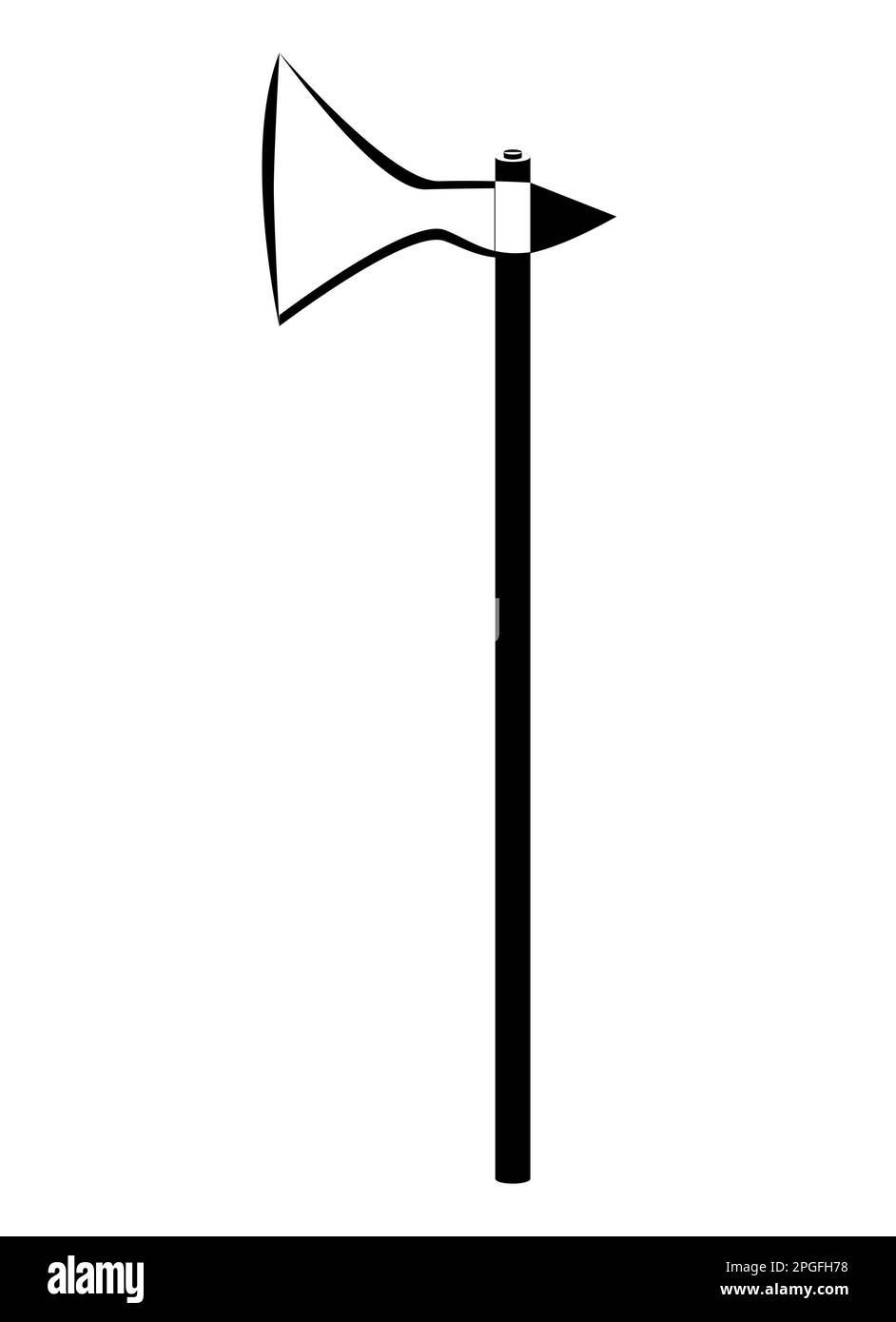 Axe in outline style. Warrior equipment. Lineart vector illustration