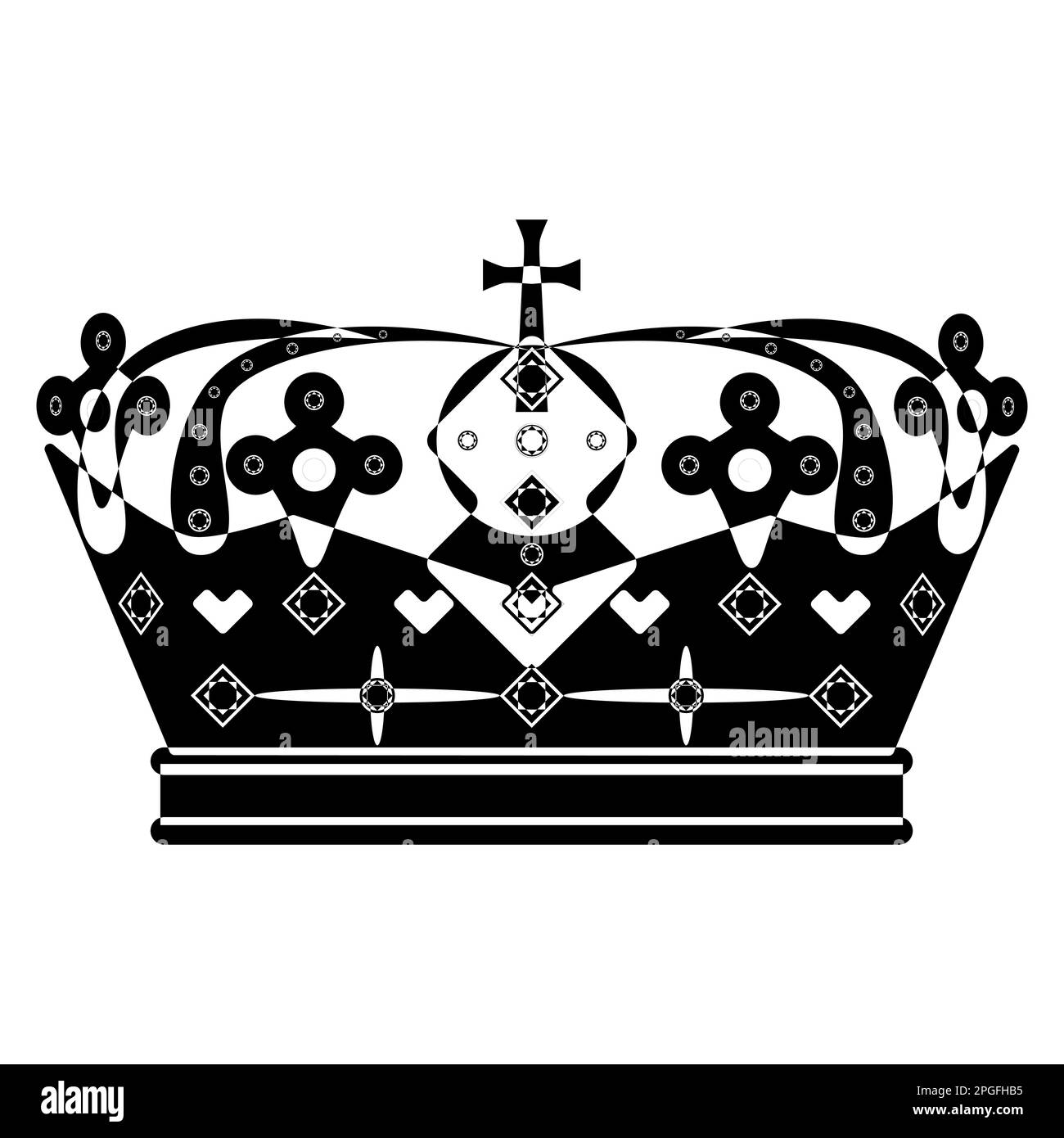 Crown in outline style. Classic royal symbol. Lineart vector illustration isolated on white background. Stock Vector