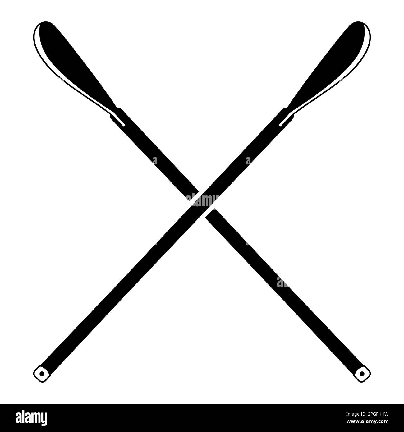 Crossed oars in lineart. Canoe paddles. Vector illustration isolated on ...