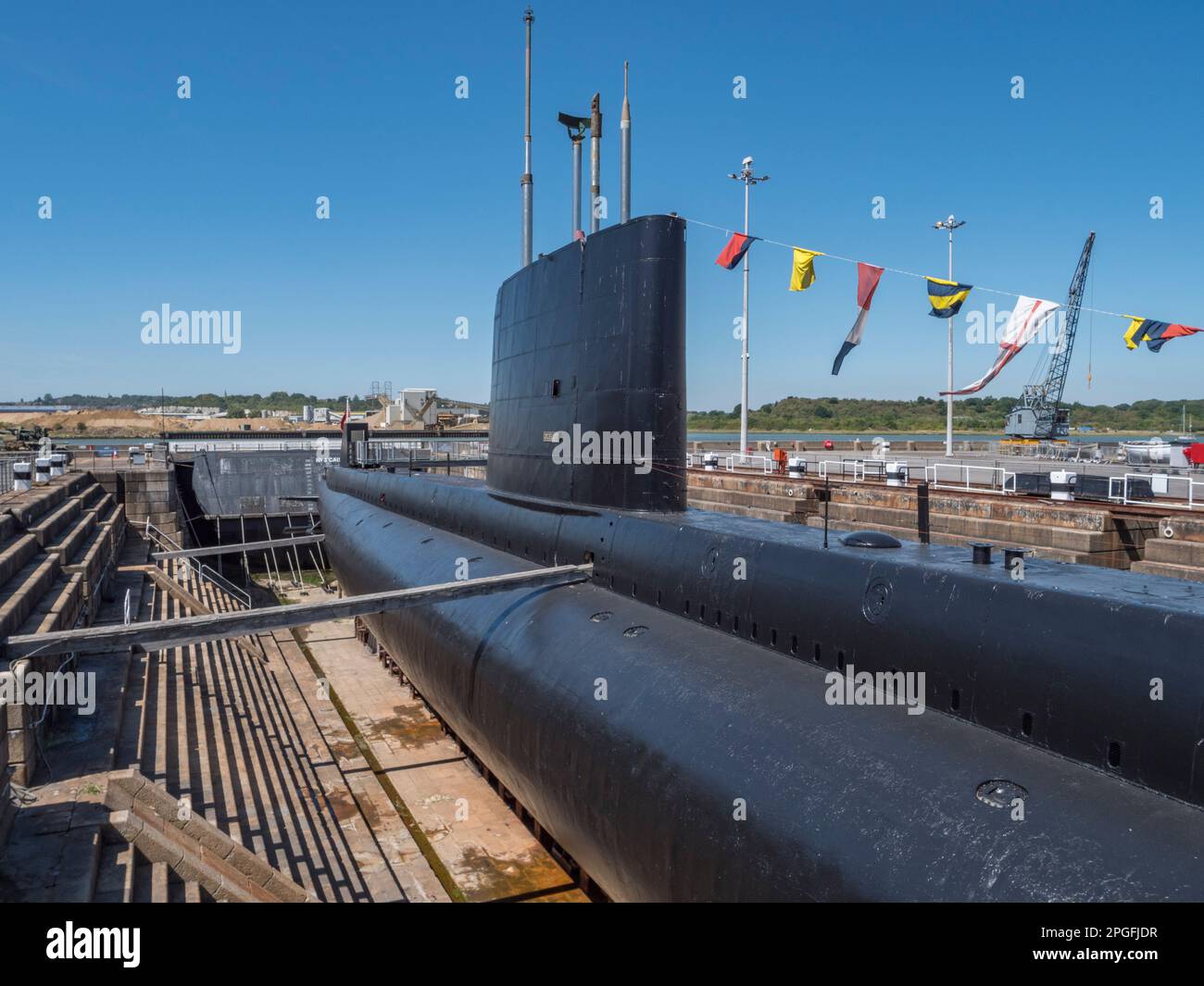 Exterior view of the submarine HMS Ocelot in the Historic Dockyard ...