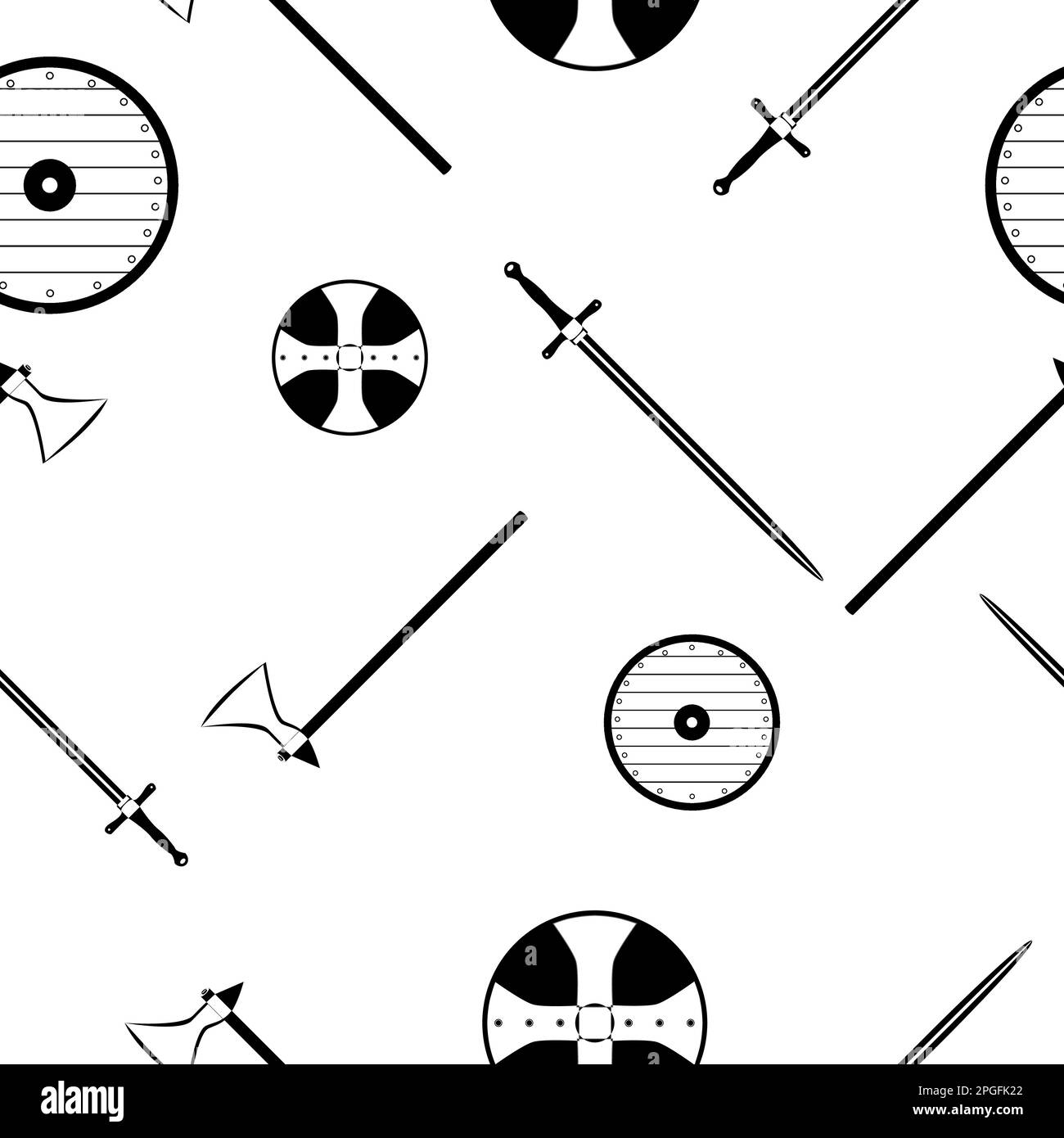 Medieval Axe Sword And Shield Seamless Pattern Weapon Texture medieval-axe-sword-and-shield-seamless-pattern-weapon-texture