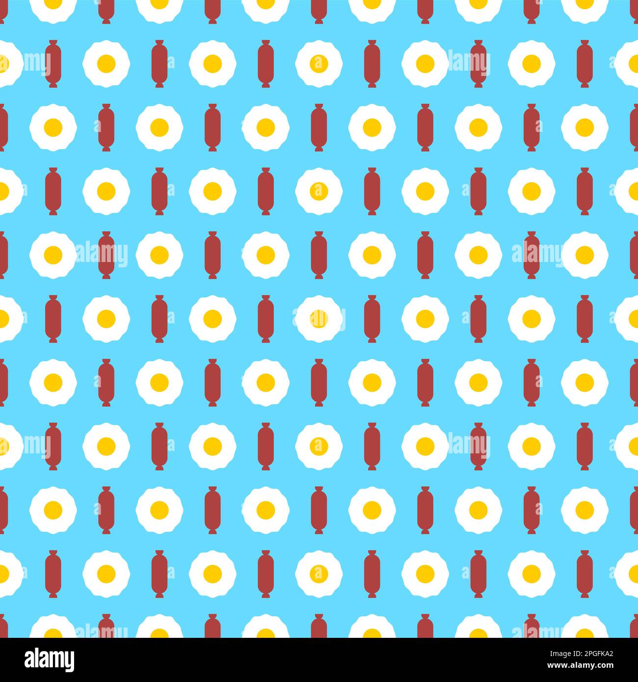 Egg and sausage pattern seamless. Fried egg and bacon background. breakfast texture Stock Vector