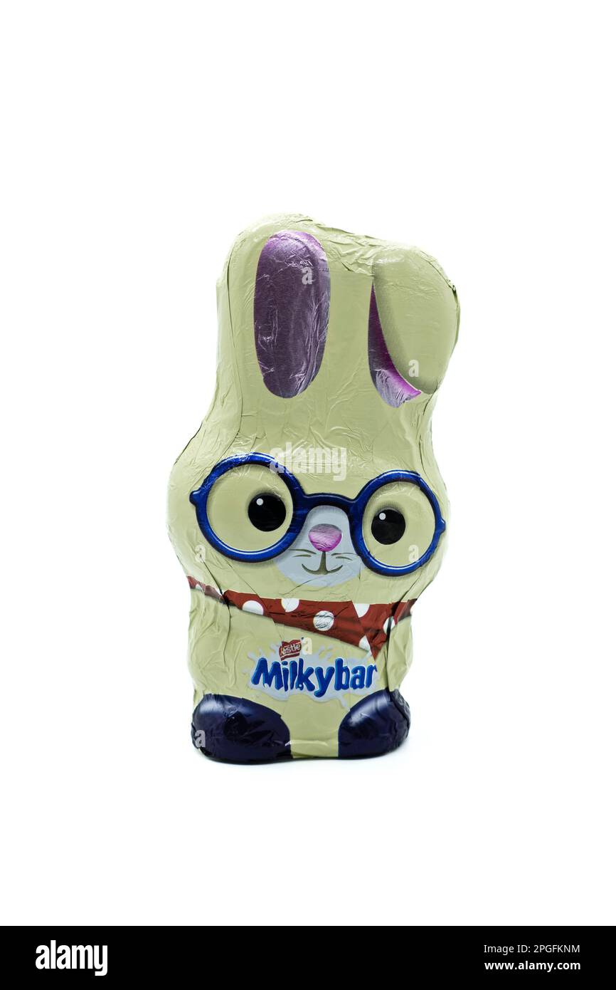 Irvine, Scotland, UKMarch 20, 2023 Nestle branded white chocolate