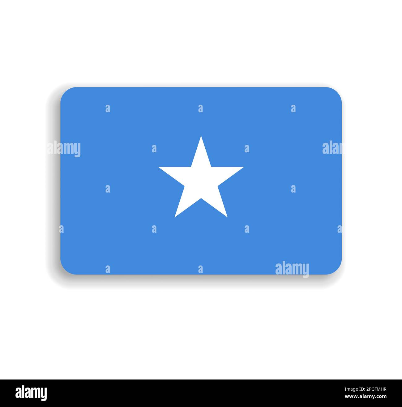 Somalia flag - flat vector rectangle with rounded corners and dropped shadow. Stock Vector