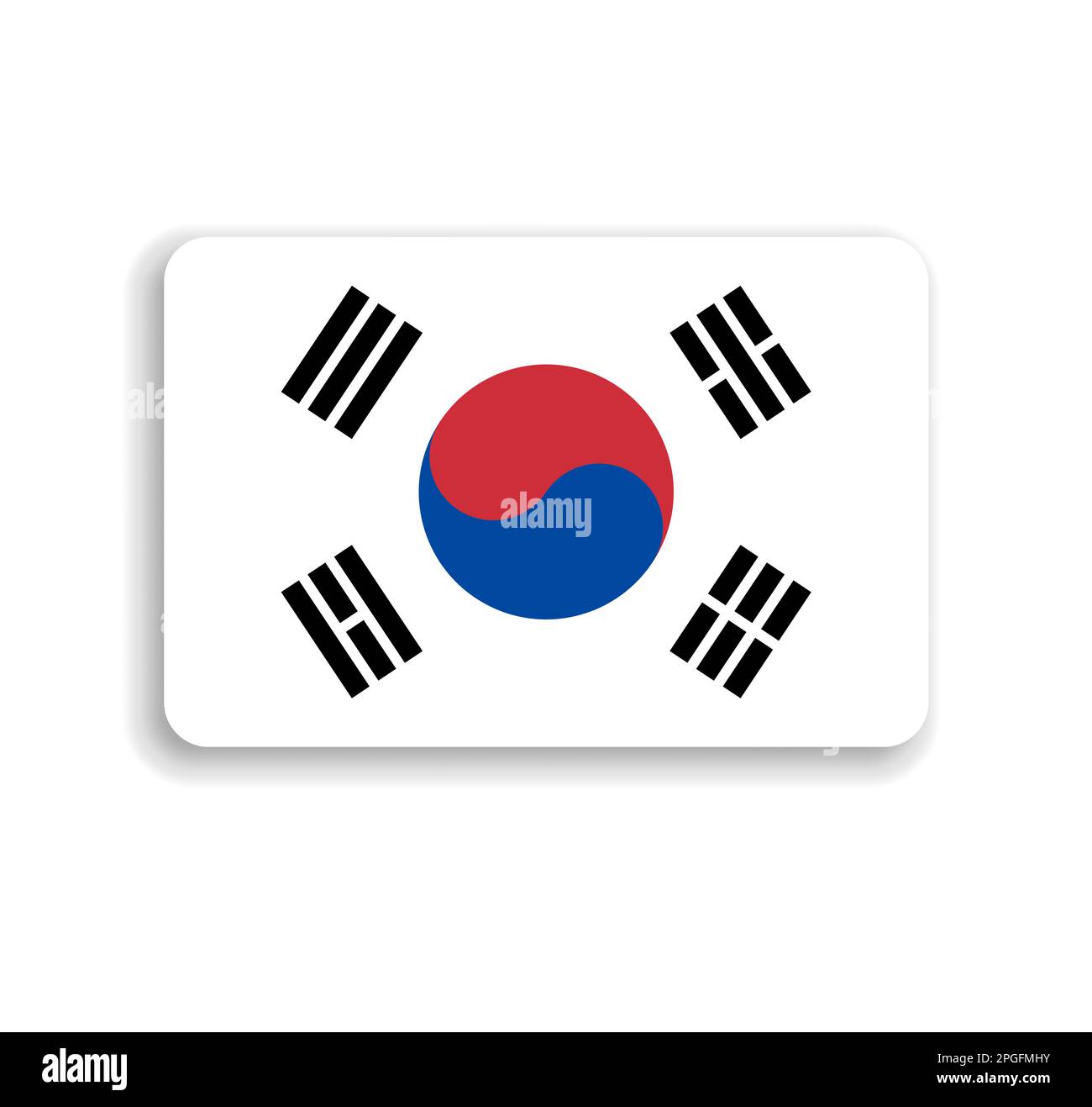 South Korea flag - flat vector rectangle with rounded corners and ...