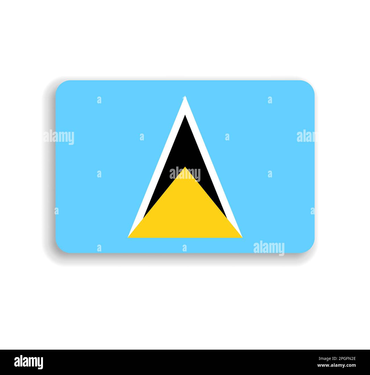 Saint Lucia Flag Flat Vector Rectangle With Rounded Corners And   Saint Lucia Flag Flat Vector Rectangle With Rounded Corners And Dropped Shadow 2PGFN2E 