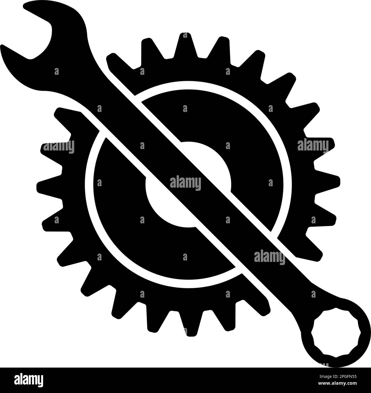 Tools and Service icon. Wrench and Gear Cogwheel symbol. Flat vector illustration Stock Vector