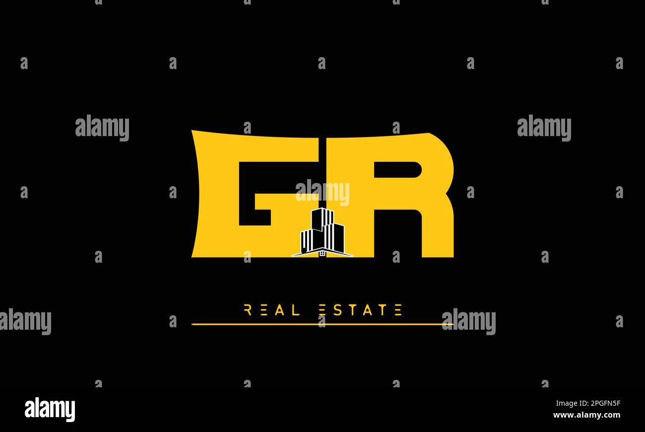 Real Estate letters Initials Monogram logo GR , RG Stock Vector