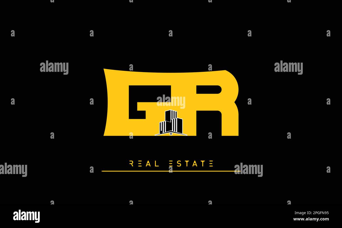 Real Estate letters Initials Monogram logo GR , RG Stock Vector