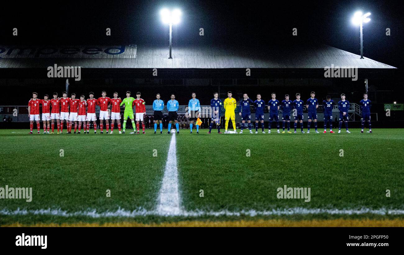 Newport, UK. 22nd Mar, 2023. Teams lineup ahead of kick off. Scotland v