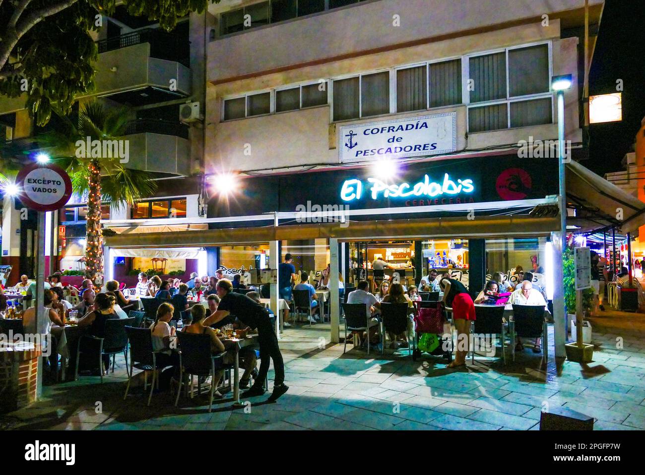 Bars, Restaurants and shops at night Torrevieja, Spain Stock Photo Alamy