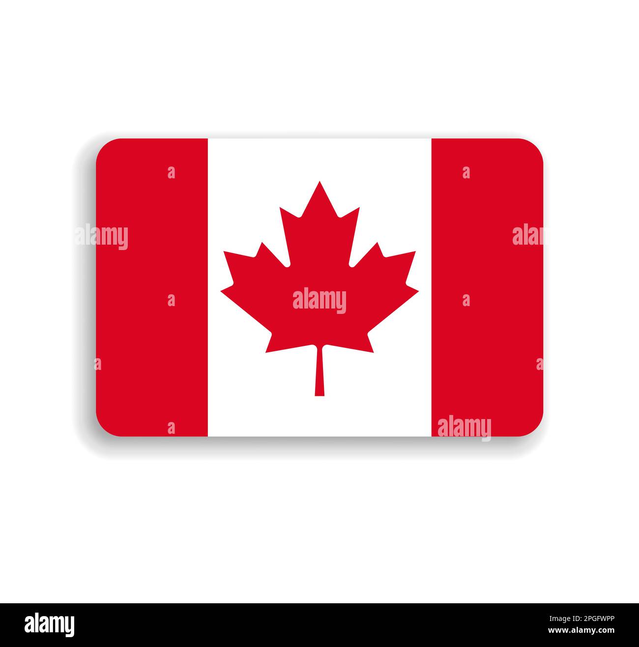 Canada flag - flat vector rectangle with rounded corners and dropped ...