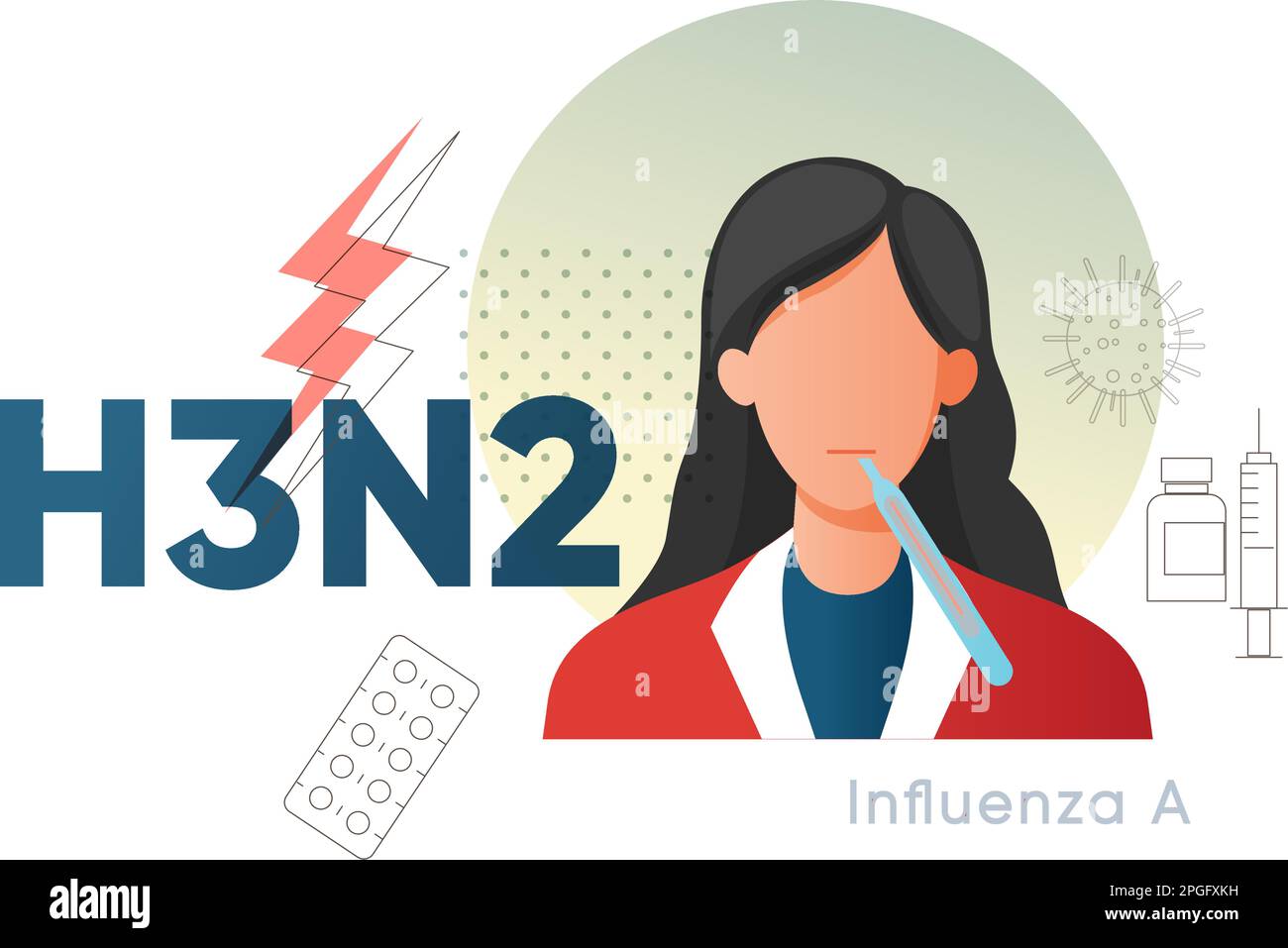 Influenza A - H3N2 - Virus - Stock Icon as EPS 10 File Stock Vector
